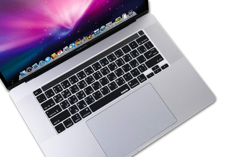 XSKN Arabic/English Bilingual Design Black Silicone Keyboard Cover Skin for 2019 New MacBook Pro 16 inch A2141 2020 New MacBook Pro 13.3 inch A2338 M1/A2251/A2289 with Touch Bar & Touch ID US Version - Image 2